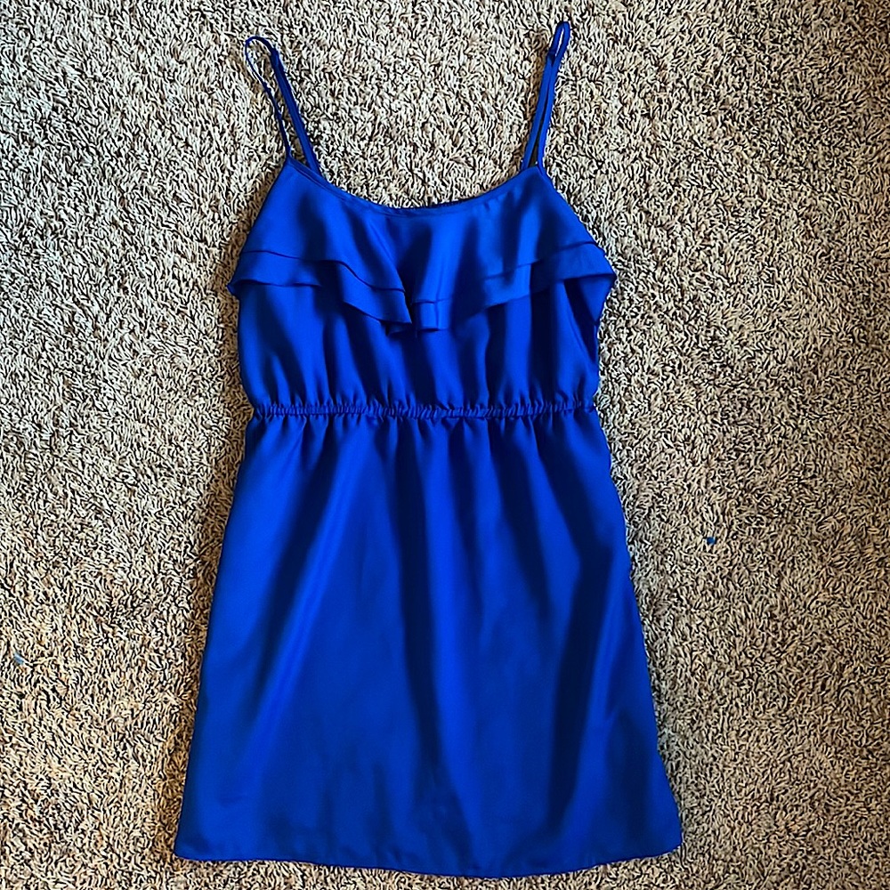 Forever 21 blue spaghetti strap ruffled mini dress